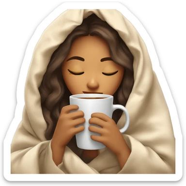 girl inside a blanket sipping coffee eyes closed sticker