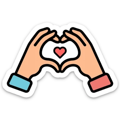 hands making heart shape symbolizing thank you and gratitude sticker