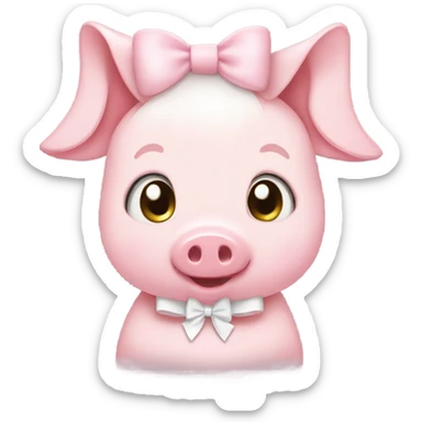 Cute Pink girl pig with a white bow  sticker
