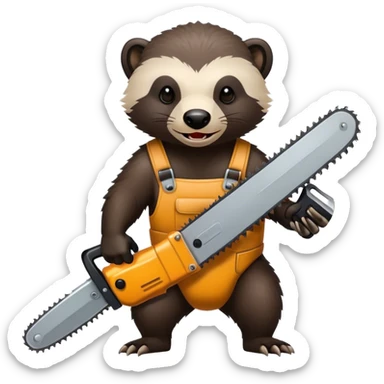 Realistic Honey badger holding a chainsaw going crazy  sticker
