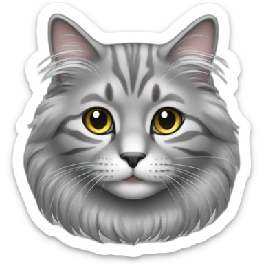 Gray, longhair cat sticker