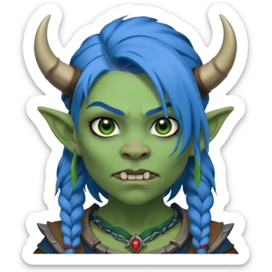 ork woman with blue hair sticker