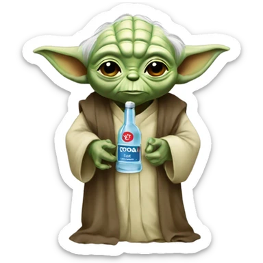 Yoda with a bottle of vodka sticker