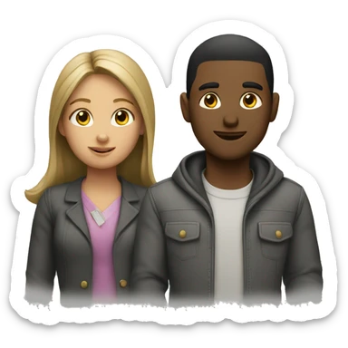 Girl and guy working together  sticker