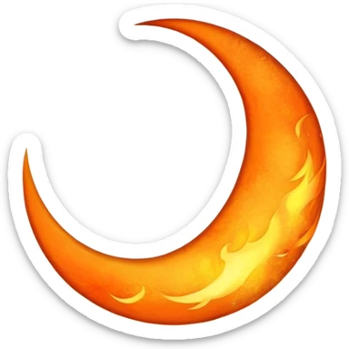 Crescent moon on fire sticker