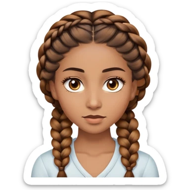 Yeux vairons coter œil gauche marron clair puis œil coter droite marron foncée , femme , cheveux Braids une raye sur le coter de couleur marron dorée , couleur de peau marron un tout petit peu clair ( brownskin) , forme de yeux amande  sticker