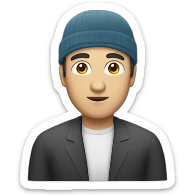 A man in an Uzbek skullcap sticker