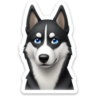 Black and white huskey with one blue eye and one brown eye sticker