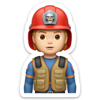 Chucky con casco y chaleco antibalas sticker