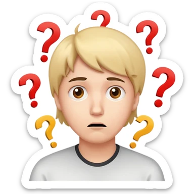 confused face with question marks around head, bewildered expression sticker