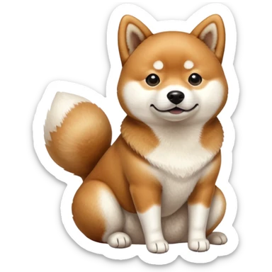 A Shiba Inu sitting on the poop sticker