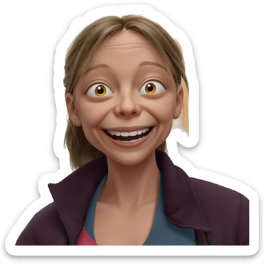 smiling girl in eerie setting sticker