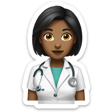 Woman doctor brown skin short black hair sticker