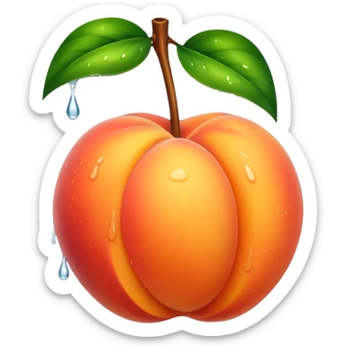 Wet shiny dripping peach sticker