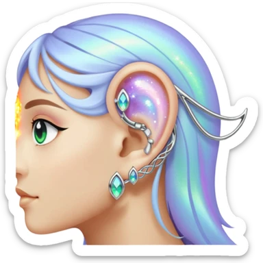 Elvish fae shiny sparkly iridescent translucent diaphanous ear climber ear cuff sticker