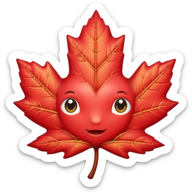 feuille d'érable, style Kawaii, yeux brillants sticker