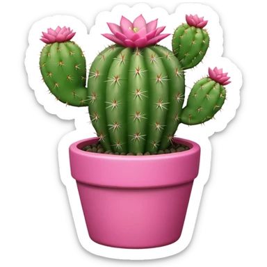 Cactus emoji with pink pot sticker