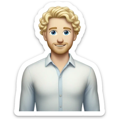 full body standing light curl blonde 30yo man blue eyed pale skin sticker