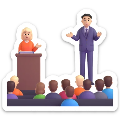 professional hair stylist giving seminar to hairdressers sticker