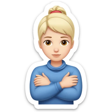 person with arms crossed around neck  sticker
