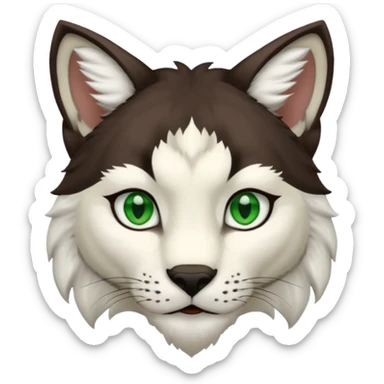 Garçon au cheveux marron foncé avec des oreilles de lynx blanc sticker