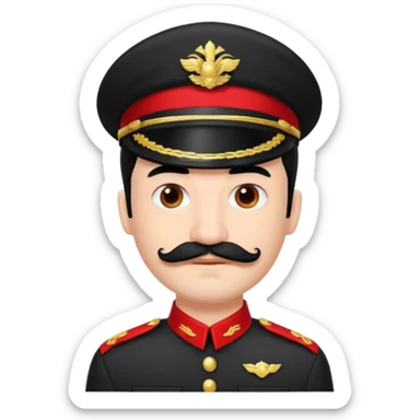 Voici ma recherche Homme cheveux noirs moustache carré uniforme noir et rouge sticker