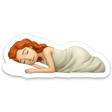 Redhead woman sleeping in bed sticker