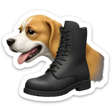 Dog licking combat boot sticker