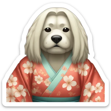 wearing-noh-doggy-mask-longhair-massive-guy-japanese-kimono sticker