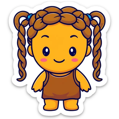poo emoji with braids sticker