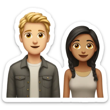 Tall white boy and short south asian girl in love sticker