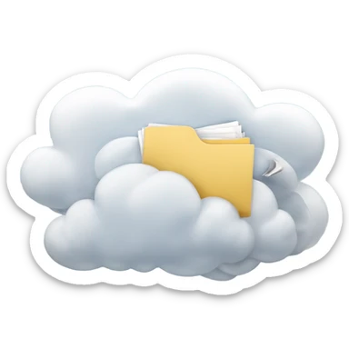 A cloud with folders and files flying in and out of it. sticker