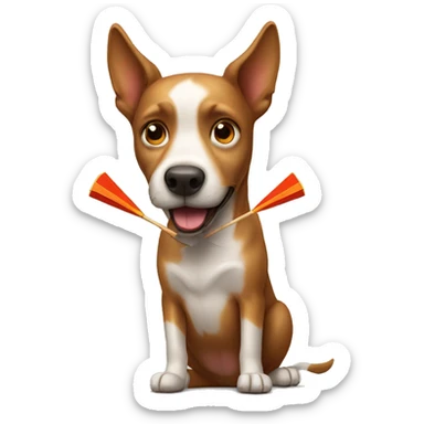 Dog playing dart sticker