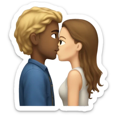 Colored bf kissing white girl with brown hair  sticker