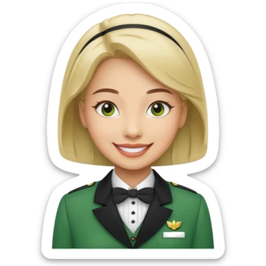 Lady hotel butler with green uniform  sticker