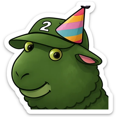 Add a colorful party hat to the silly sheep. Keep the background transparent. sticker