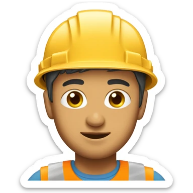 Strong Central Asia Construction worker wearing a helmet sticker