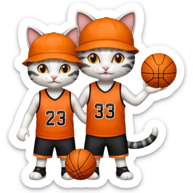 2 cats who just won a basketball game sticker
