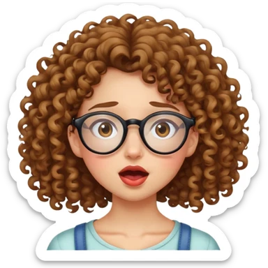 Curly hair girl with spectacles drooling sticker