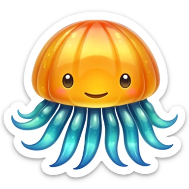 Translucent Jelly-like Bright Shimmering Coastal Pokémon-Fakémon-Digimon-Creature, (full body) sticker