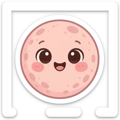 a cute pink moon, original design, big eyes, blushing cheeks, joyful sticker