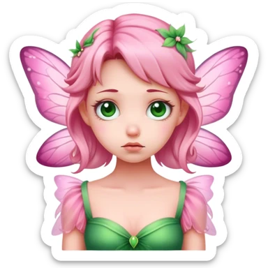 pink fairy in green dress saddest sticker