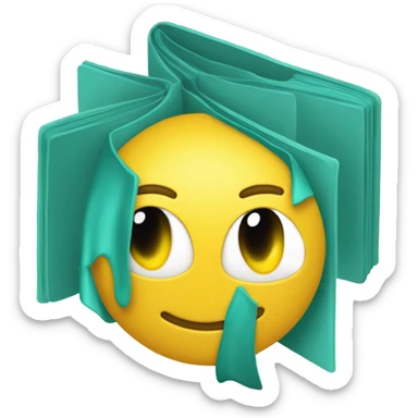 A flat, minimalist emoji-style illustration of a teal hardcover book labeled “DSM-5-TR” with clean white text and a yellow smiley face icon sticker