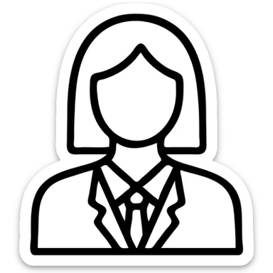 businesswoman, brunette, white skin, suit, outlined icon sticker