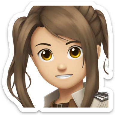 Sasha Braus brown hair hair in a ponytail anime attack on titan sticker