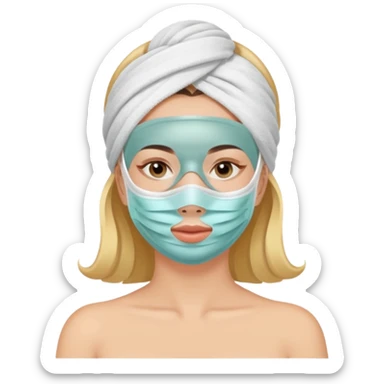 Lady with face mask spa beauty full face relaxing sticker