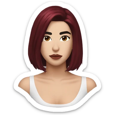 Dua Lipa with dark red hair sticker