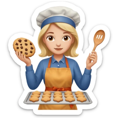 Woman baking fall cookies sticker