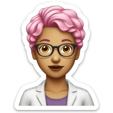 Nerd girl pink hair with glasses sticker