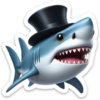 Shark with a top hat sticker